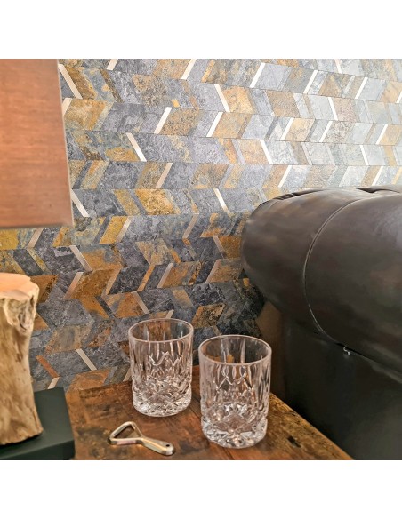 Självhäftande Vinylmosaik Skiffer Guld | Ekosten.se