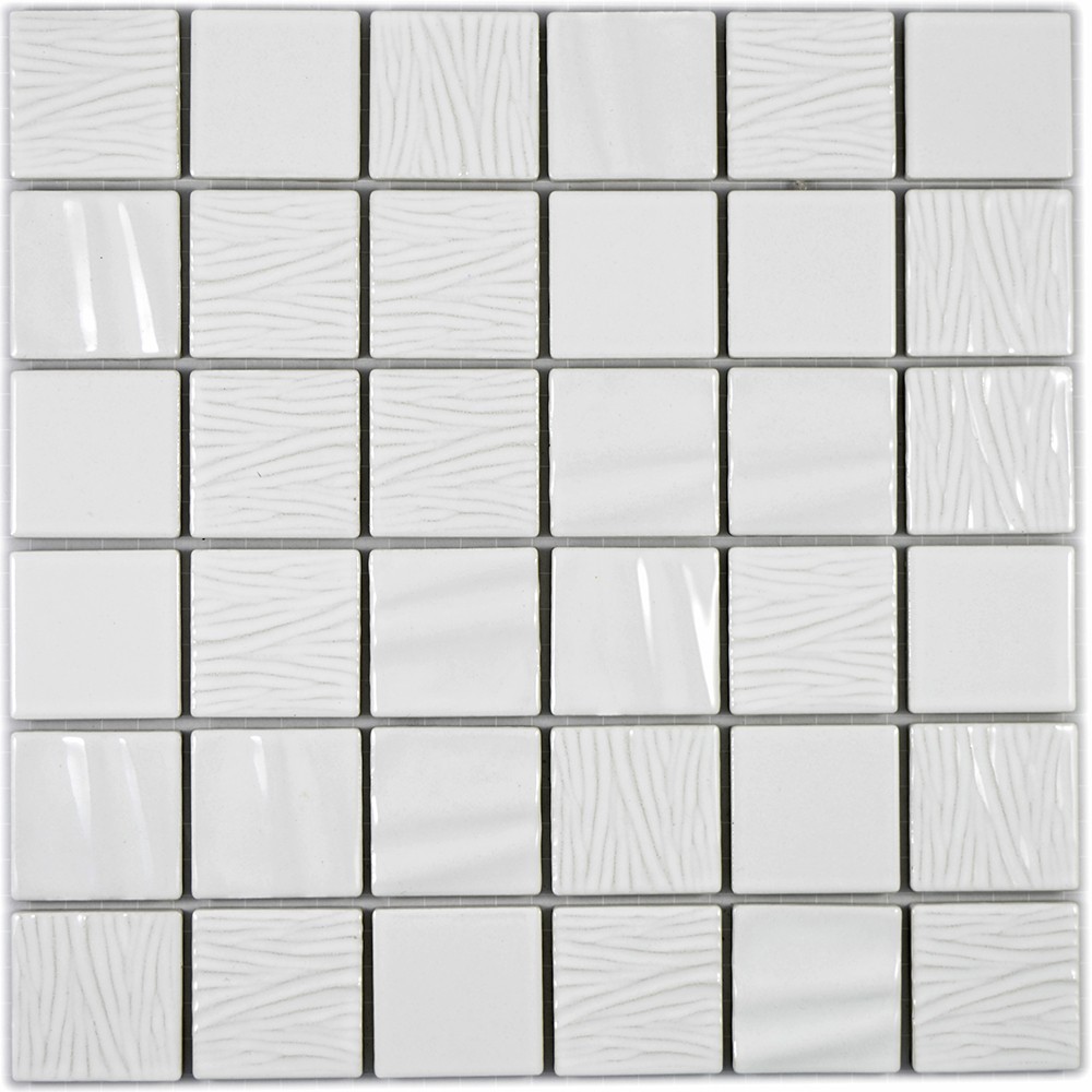 Vit Struktur Keramik Mosaik Kanran | Ekosten.se