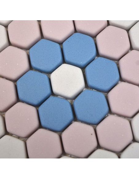 Hexagon Ecoglas Mosaik Blå Rosa Vit | Ekosten.se