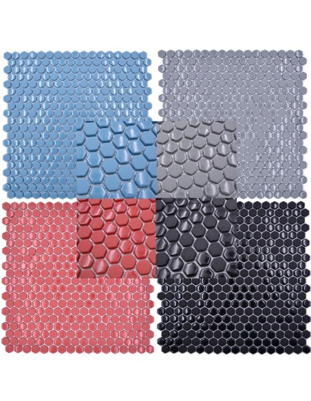 Hexagon Röd Ecoglas Mosaik | Ekosten.se