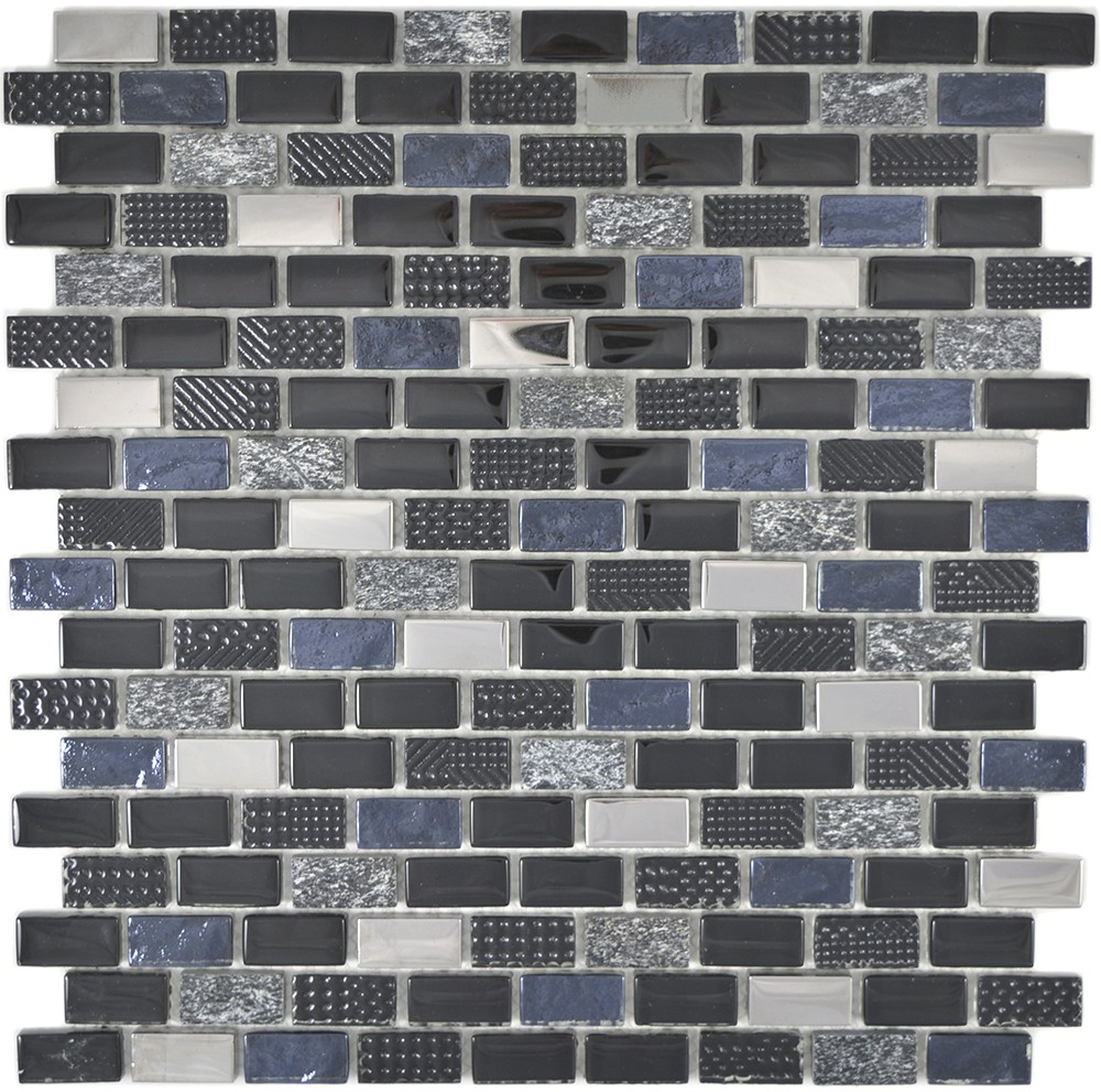 Brick Kristall Skiffer Mosaik Svart | Ekostens.se