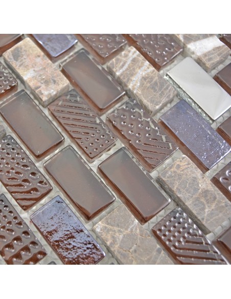 Brick Kristall Marmor Mosaik Beige Brun | Ekosten.se
