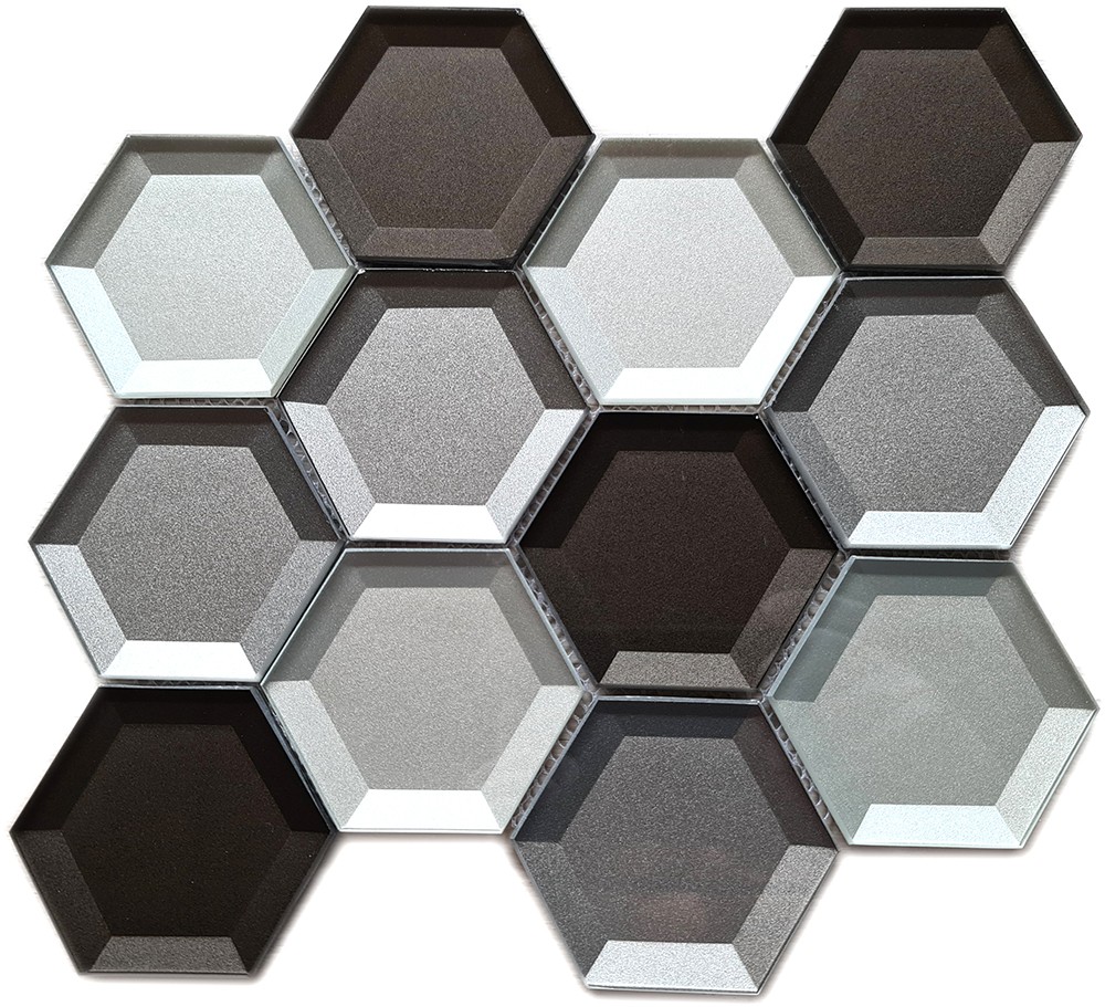 Hexagon Kristallmosaik 3D Optik Grå Mix | Ekosten.se