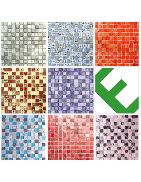 Mosaik Kristall Resin Beige Röd | Ekosten.se