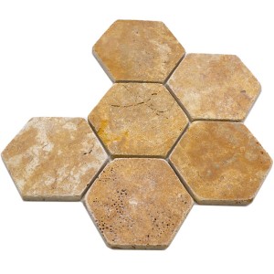 Hexagon Guld Travertin Antik | Ekosten.se