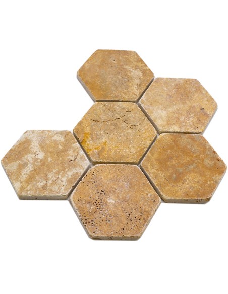 Hexagon Guld Travertin Antik | Ekosten.se