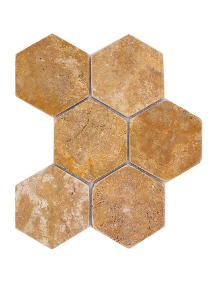 Hexagon Guld Travertin Antik | Ekosten.se