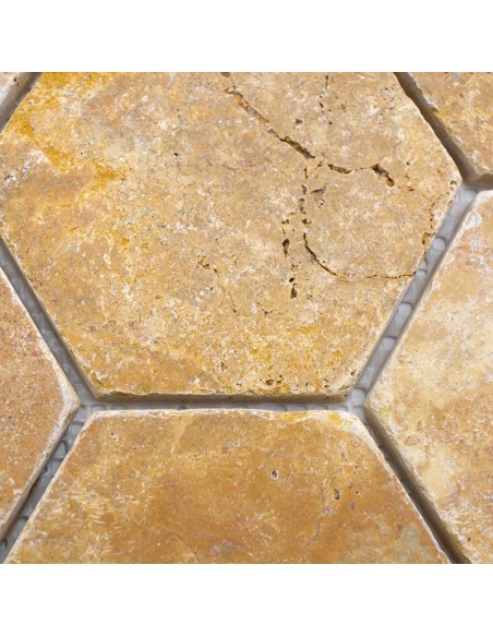 Hexagon Guld Travertin Antik | Ekosten.se