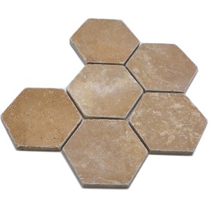 Hexagon Brun Travertin Noce | Ekosten.se
