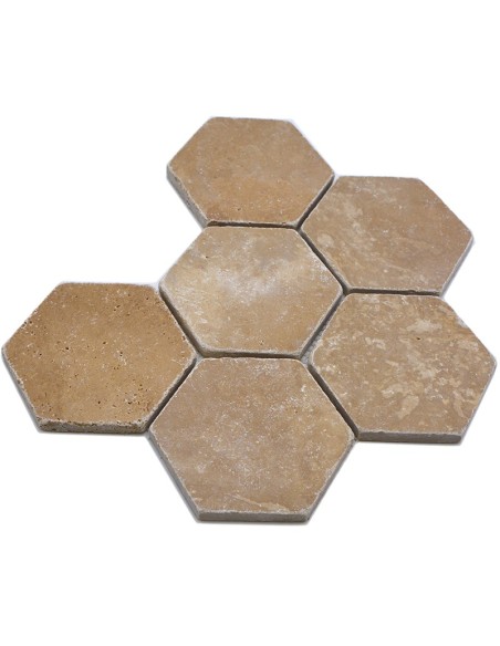 Hexagon Brun Travertin Noce | Ekosten.se