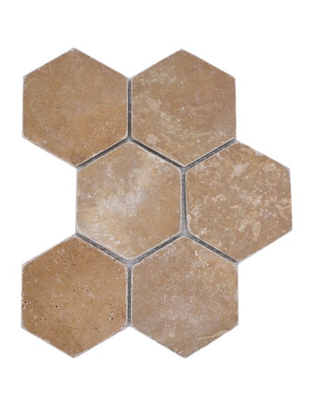 Hexagon Brun Travertin Noce | Ekosten.se