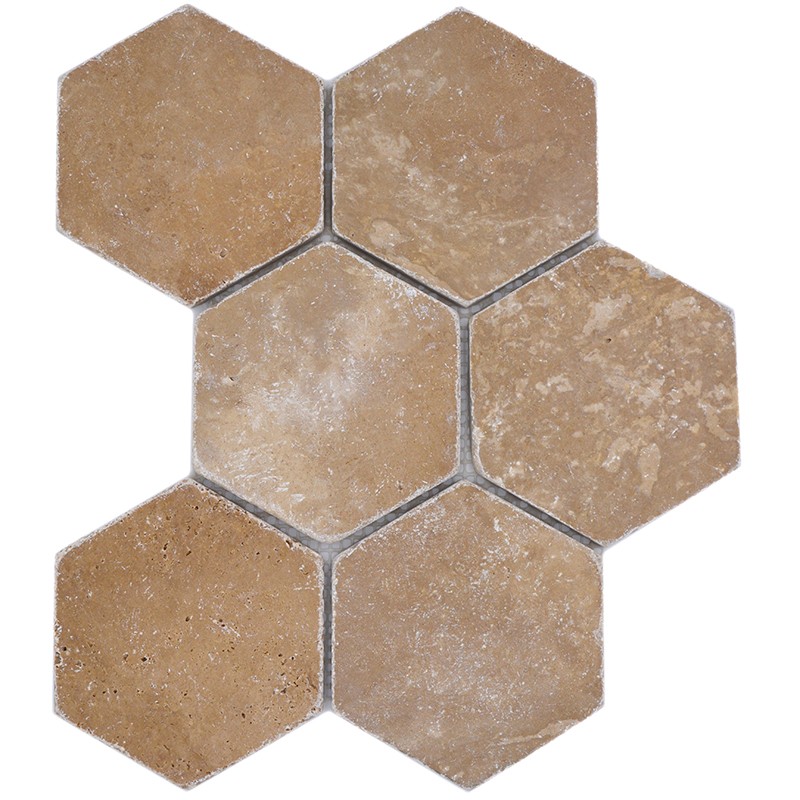 Hexagon Brun Travertin Noce | Ekosten.se
