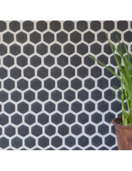 Hexagon Glasmosaik Eco Svart Matt | Ekosten.se