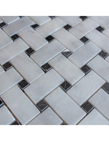 Svart Vit Marmor Mosaik Basket | Ekosten.se