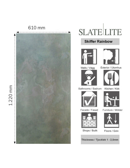 Stenfanér Slate-Lite Skiffer Rainbow | Ekosten.se
