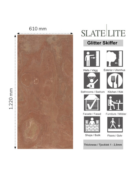 Brons Stenfanér Glitter Skiffer | Ekosten.se