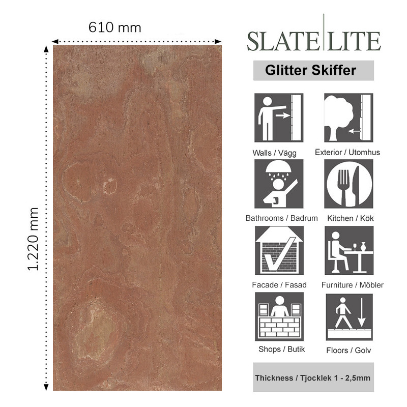 Brons Stenfanér Glitter Skiffer | Ekosten.se