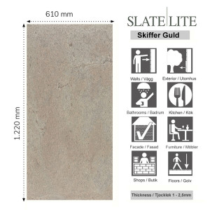 Skiffer Guld Stenfanér 61x122cm | Ekosten.se
