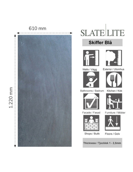 Stenfanér Skiffer Blå 61x122cm | Ekosten.se