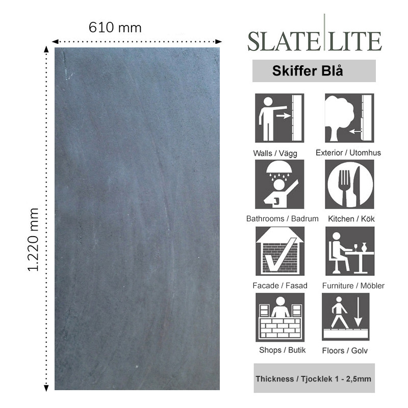 Stenfanér Skiffer Blå 61x122cm | Ekosten.se