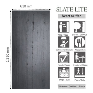 Skiffer Svart Stenfaner 61x122cm | Ekosten.se