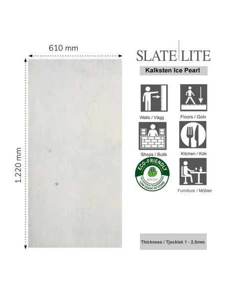 Vit Kalksten Stenfaner Ice Pearl | Ekosten.se