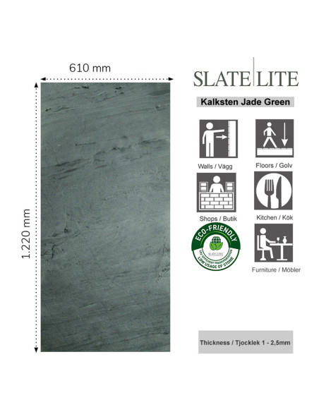 Grön Kalksten Fanér Jade Green | Ekosten.se