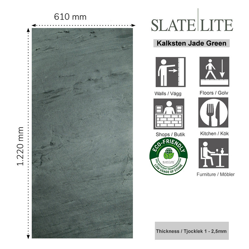 Grön Kalksten Fanér Jade Green | Ekosten.se