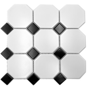 Oktagon Klinker Mosaik Vit Svart | Ekosten.se