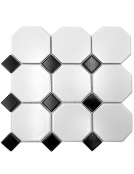 Oktagon Klinker Mosaik Vit Svart | Ekosten.se