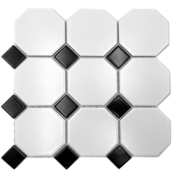 Oktagon Klinker Mosaik Vit Svart | Ekosten.se