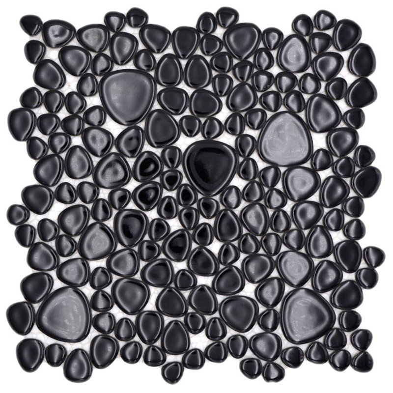 Oregelbunden Mosaik Svart Blank | Ekosten.se