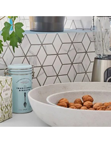 Carrara Marmor Klinkermosaik 3D | Ekosten.se