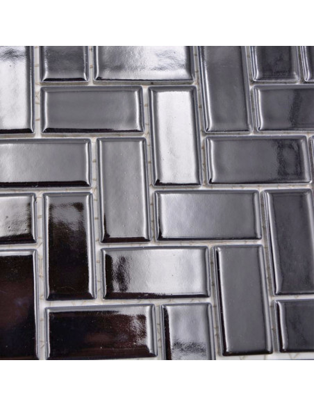 Fiskben Klinker Mosaik Svart Blank | Ekosten.se