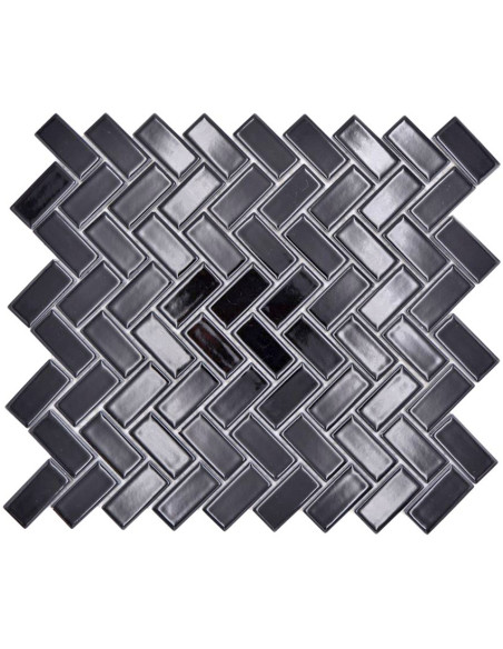 Fiskben Klinker Mosaik Svart Blank | Ekosten.se