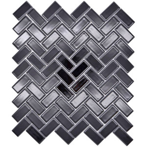 Fiskben Klinker Mosaik Svart Blank | Ekosten.se
