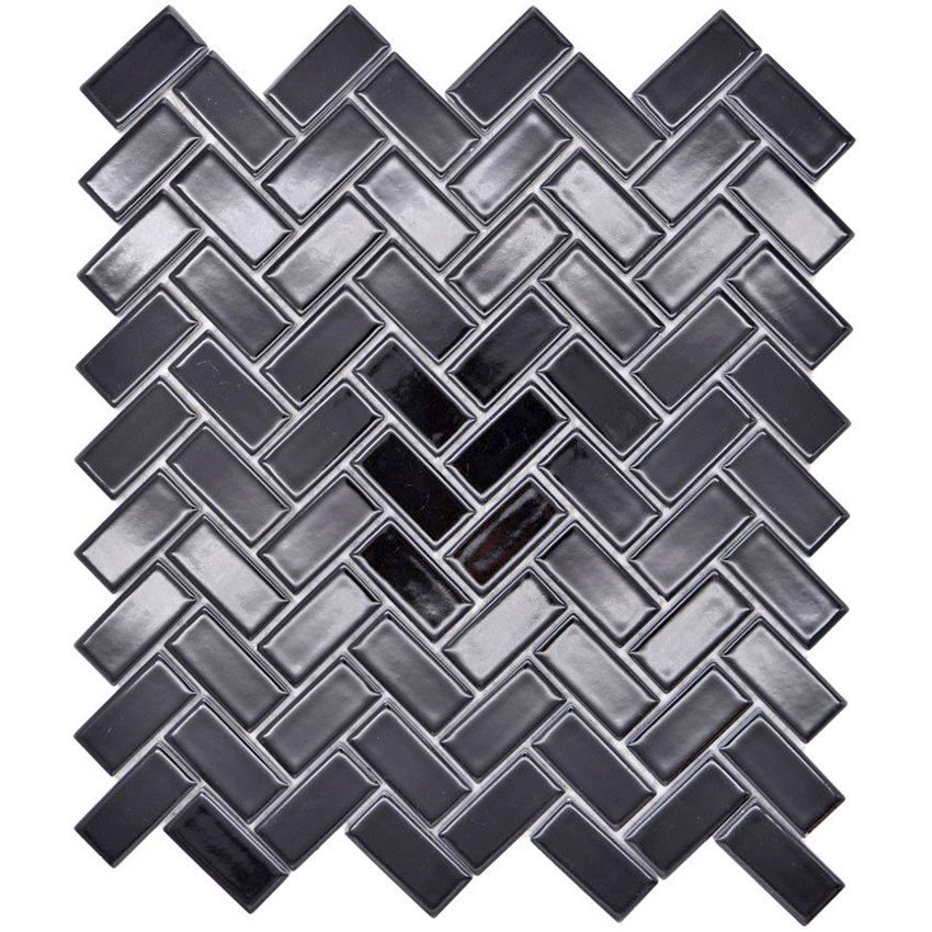 Fiskben Klinker Mosaik Svart Blank | Ekosten.se