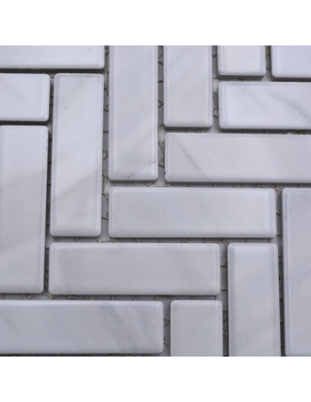 Fiskben Klinkermosaik Vit Marmor | Ekosten.se