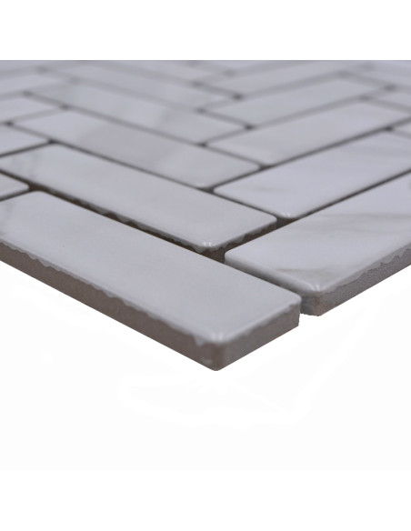 Fiskben Klinkermosaik Vit Marmor | Ekosten.se