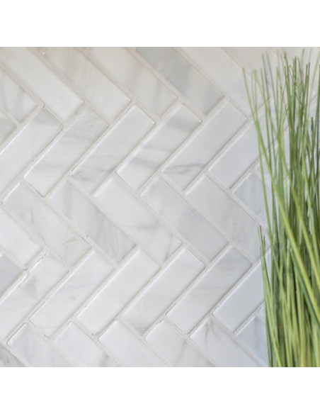 Fiskben Klinkermosaik Vit Marmor | Ekosten.se