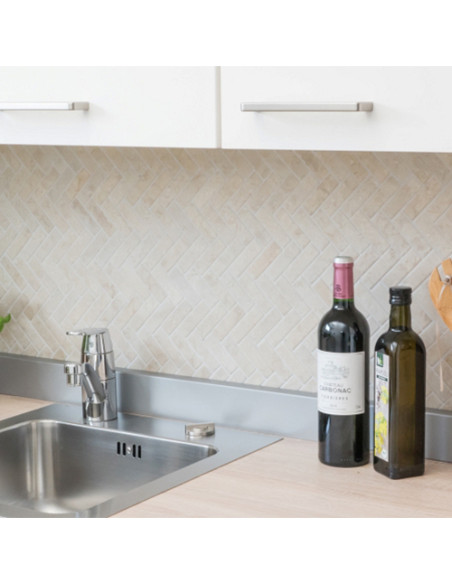 Fiskben Klinkermosaik Ljusbeige Marmor | Ekosten.se