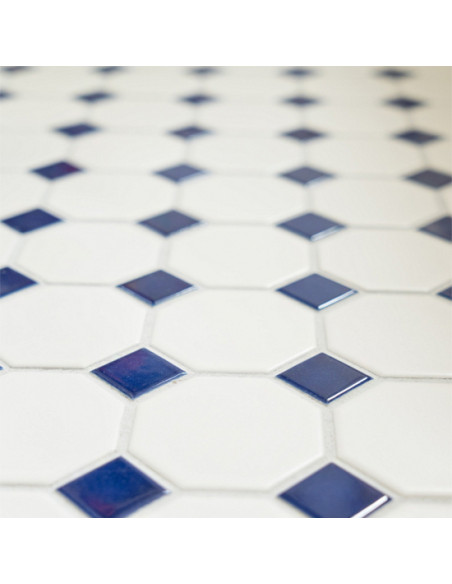 Oktagon Keramik Mosaik Vit Blå | Ekosten.se