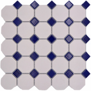 Oktagon Keramik Mosaik Vit Blå | Ekosten.se