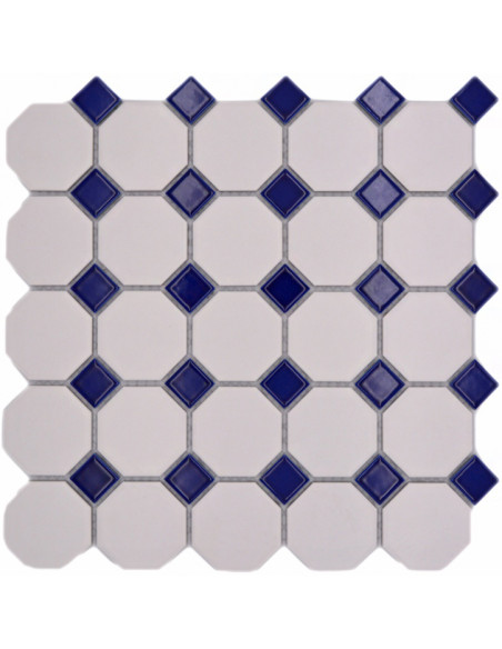 Oktagon Keramik Mosaik Vit Blå | Ekosten.se