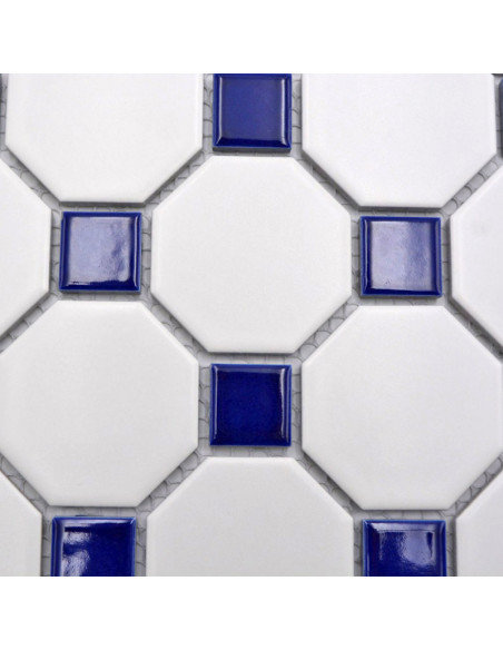 Oktagon Keramik Mosaik Vit Blå | Ekosten.se