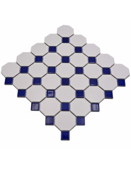 Oktagon Keramik Mosaik Vit Blå | Ekosten.se