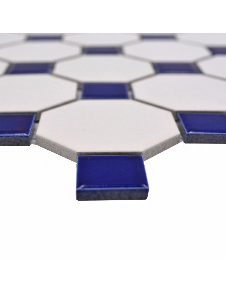 Oktagon Keramik Mosaik Vit Blå | Ekosten.se