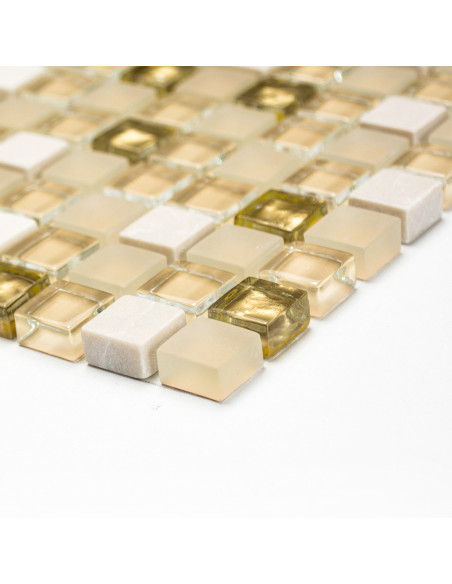 Mosaik Kristall Marmor Vit Guld | Ekosten.se