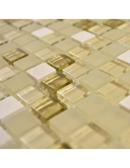 Mosaik Kristall Marmor Vit Guld | Ekosten.se