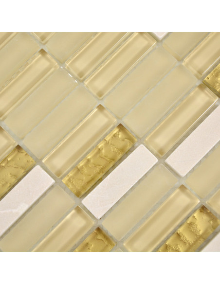 Stavmosaik Kristall Marmor Vit Guld | Ekosten.se